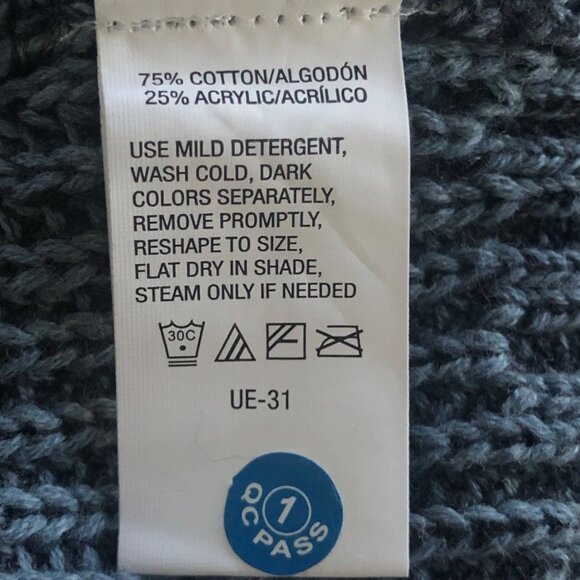 Bass Size L/G Men's Long Sleeve 1/4 Zip Heather Blue Sweater - Picture 11 of 14